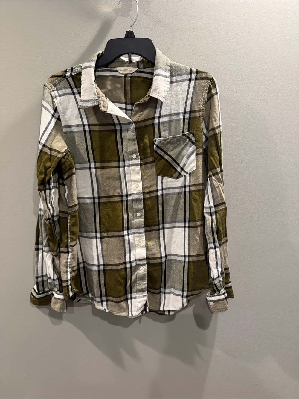 Lucky Brand Olive & White Plaid Button-Front Shirt